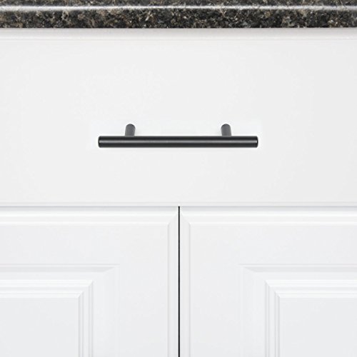 Amazon Basics Euro Bar Cabinet Handle (1/2-Inch Diameter), 5.88-Inch Length (3.5-Inch Hole Center), Flat Black, 10-Pack #TOP5