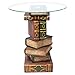 Design Toscano Stacked Volumes Vintage Book Decor End Table with Glass Top, 18 Inches Diameter, 20 Inches Tall, Handcast Polyresin, Rustic Multicolored Painted Finish