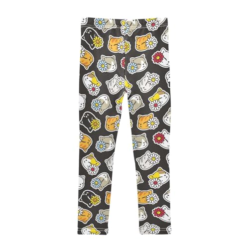 Girls Leggings Kitten and Daisy Flower Toddler Girls Clothes Leggings for Girls Toddler Girls Leggings 3-4T2