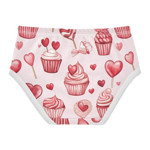 Wusikd Cupcakes Girls' Underwear Cotton Hearts Girls Briefs Soft Toddler Underwear 2T2