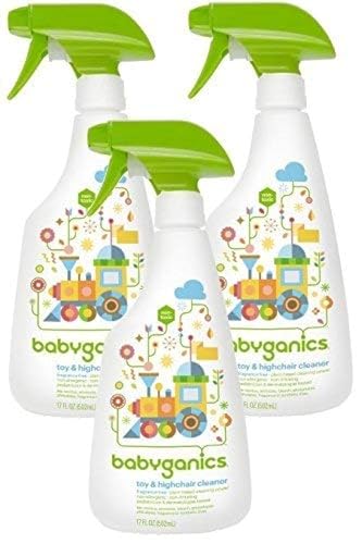 Image of Babyganics Toy & Highchair Cleaner, Pack of 3, Fragrance-Free Multipurpose Household Cleaning Spray for Kids Toys, High Chair, and More, Child Safe, 17oz Spray Bottles