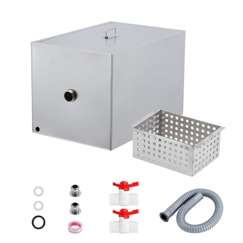Gaomon Commercial Grease Trap, 8 lbs Stainless Steel Interceptor with Side Inlet, 5 GPM Grease Interceptor Trap for Restaurant Canteen Factory Home Kitchen