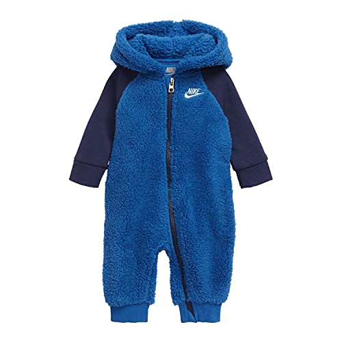 Nike Baby`s Faux Sherpa Hooded Coverall (Blue(56F811-C53) White, Newborn)