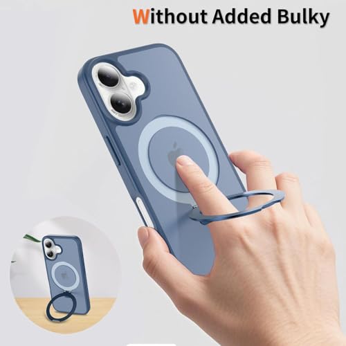 Image of Magnetic for iPhone 16 Plus Case, 6.7 inch, Compatible with MagSafe, Rugged Kickstand, Not-Yellowing Military-Grade Protection, Matte Blue