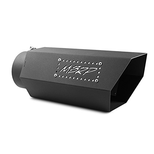 MBRP Exhaust T5166BLK Black Series Exhaust Tip 5 in. Inlet 6 in. Outlet Diameter 16 in. Length w/Stainless Steel Logo Plate Stainless Steel Black Coated Black Series Exhaust Tip