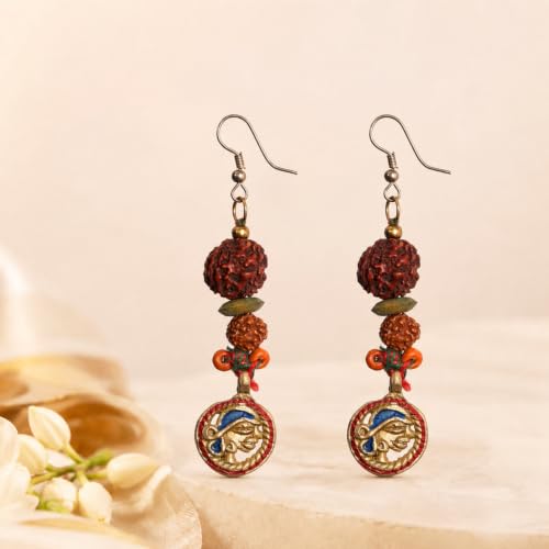 Image of Handcrafted Tribal & Dhokra Art Earrings Collection for Women - Royal Boho Statement Designs in Brass, Wooden, Beaded & Geometric Styles