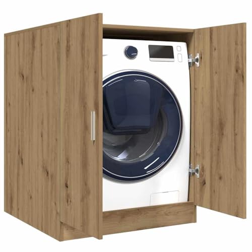Frdhee Mueble de baño, mueble para lavadora, roble Artisan, 70,5 x 71,5 x 91,5 cm, estante sobre lavadora y secadora, apto para lavadora y secadora