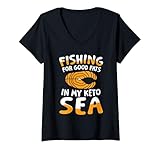 Mujer Pesca de grasas buenas en mi mar Keto Camiseta Cuello V