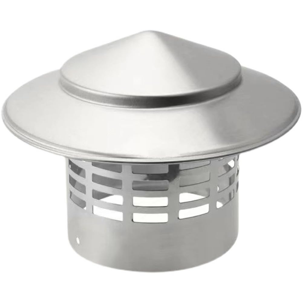 Comignolo con griglia, Copertura Tubo di Scarico in Acciaio Inox, Resistente alle Alte Temperature e al Freddo,Argento,110mm