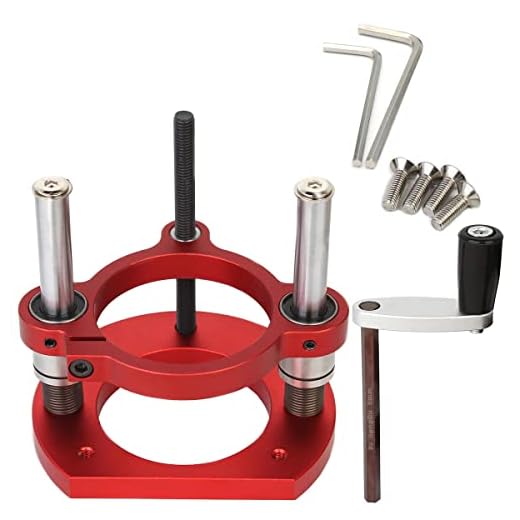 KETIPED Adjustable Router Lift for 65mm Diameter Universal Trimming Machine,Aluminum Under-Table Router Base for Router Table Insert Base Plate with Double Stainless Steel Support Rod,MG-061RED