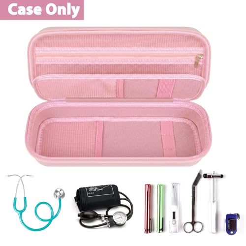 Image of Stethoscope Case Compatible with 3M Littmann Classic III /Lightweight II S.E /MDF Acoustica Deluxe Stethoscopes, Mesh Pocket for Blood Pressure Cuff & Other Doctor & Nurse Accessories-Pink (Case Only)