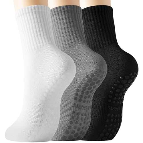 Image of BISOUSOX Pilates Socks with Grips for Women, Anti Slip Grippy Yoga Barre Socks, Full Sole Sticky Reformer Workout Sock