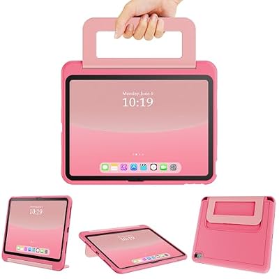 INFILAND Kids Case for iPad A16 11 Inch 2025 (11th Gen), iPad 10th Generation (10.9 Inch 2022), Durable Soft Shockproof Stand Protective Cover with Pencil Holder/Handle (Magenta-Pink)