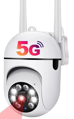 Cámara de Vigilancia WiFi 5G, Exterior e Interior, Impermeable, Visión Nocturna, Audio Bidireccional, Detección de Movimiento, 1080p HD, Doble Banda 5G y 2,4G, 2MP, Rotación 360º