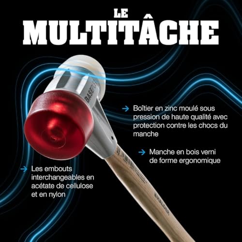 Maillet BASEPLEX d40mm nylon acétate manche bois 3968.040