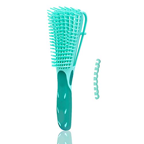 Detangling Brush for Curly Hair,Hair Brush Afro America Textured 3a to 4c Kinky Wavy for Wet/Dry/Long Thick Curly Hair for Beautiful and Shiny Curls (Green)