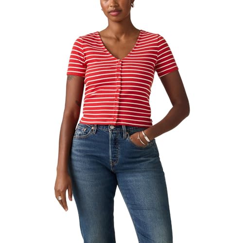 Levi's Women's Muse Short Sleeve Tee Shirt, (New) Penelope Stripe Urban, Medium, Standard