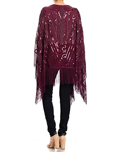 Anna-Kaci Womens Oversized Gatsby Hand Beaded Fringed Sequin Evening Shawl Wrap2