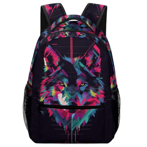 Sac de livre scolaire loup coloré ergonomique pour soulager le dos des enfants