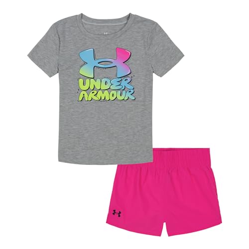 Image of Under Armour Girls' 2-piece Short Sleeve Tee and Shorts Set, Lightweight and Comfortable
