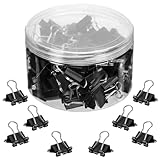 Mini Binder Clips, 150Pcs JANYUN 15 mm /0.6 Inch Small Paper Clamps Metal Clips for Office School Home Supplies (Black)