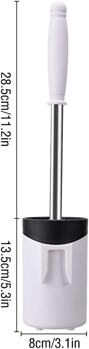 Toilet Brush Holder, Toilet Brush Holder Wall-Mounted PP Head Comfortable Handle All-Round Cleaning Bathroom Set(Gris)