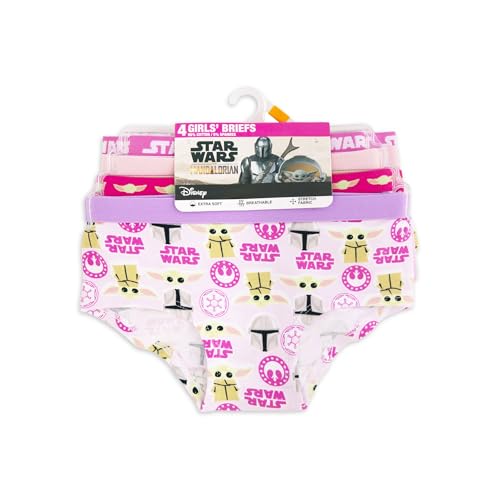 Girls' Star Wars Mandalorian 4-Pack Panties Cotton/Spandex Blend Sizes 4,6,8,10 Baby Yoda2