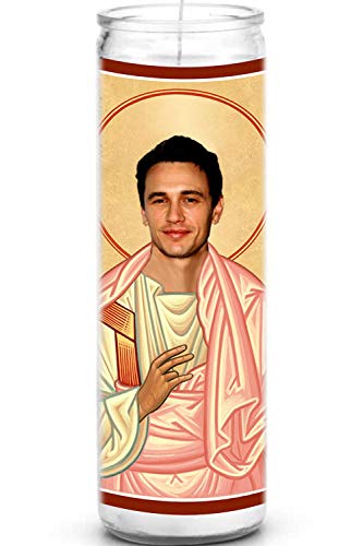 James Celebrity Prayer Candle - Funny Saint Candle - 8 inch Glass Prayer Votive - 100% Handmade in USA - Novelty Celebrity Gift