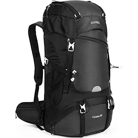 HOMIEE Hiking Backpack, 50L Waterproof Trekking Rucksack with Rain Cover, Excellent Carrying System Breathable Lightweight Outdoor Sport Running Walking Skiing Mountaineering Climbing Backpack Cover