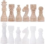 SPESHSTONES Marble Chess Pieces 3.5 Inch Travertine and White Stone Figures for Classic Chess Board, Draughts & Travel Set, Ideal Strategy Board Games for Adults & Family