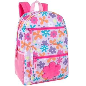 Trail maker 17” Kids Character School Backpacks Plush for Girls with Side Pockets, Padded Straps
