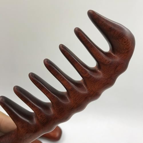 Peigne en bois à dents larges pour cheveux bouclés, lot de 3