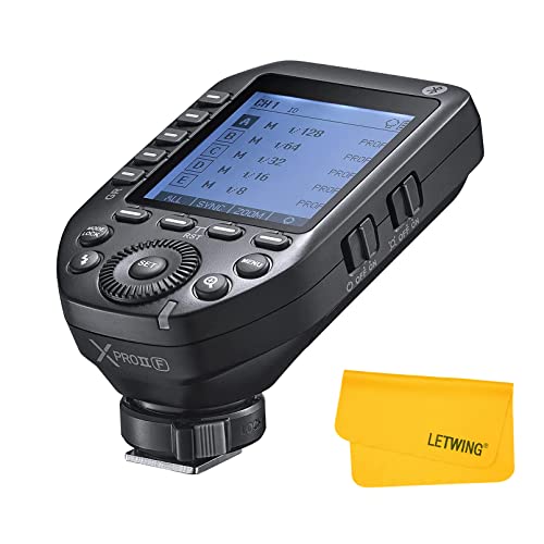 Godox XProII-F XProIIF TTL Wireless Flash Trigger for Fuji Cameras, 2.4G Wireless Flash Transmitter HSS 1/8000S, Bluetooth Connection, TCM Transform Function, New Hotshoe Locking, Large LCD Display