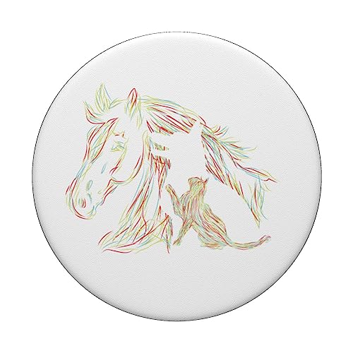 Horse Dog Cat Abstract Figures Fun Four-Legged Gifts PopSockets Swappable PopGrip, Black - Image 3