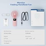 Ręczny Wentylator, Przenośny Mini Wentylator, 5200mAh Akumulatorowy, Mały Kieszonkowy Wentylator z 6 Poziomami Prędkości, Składany Wentylator USB 180° do Domu, Biura, Szkoły, na Zewnątrz, Różowy