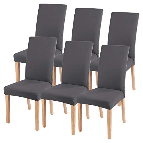papasgix Housse de Chaise de Salle à Manger,6 PCS Couverture de Chaise Universel Ajustable,Amovible et Lavable Moderne Housse Protection pour Cuisine Hôtel Décor de Restaurant(Gris foncé,Lot di 6)
