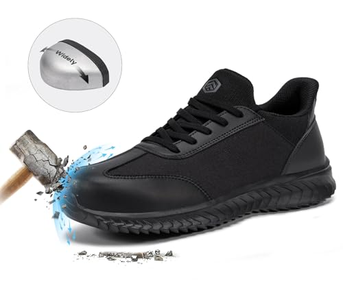 Image of LARNMERN Slip on Steel Toe Shoes for Men Women Composite Toe Shoes Slip on Sneakers Work Safety Shoes Comfortable Lightweight Construction Running Walking Tennis Shoes