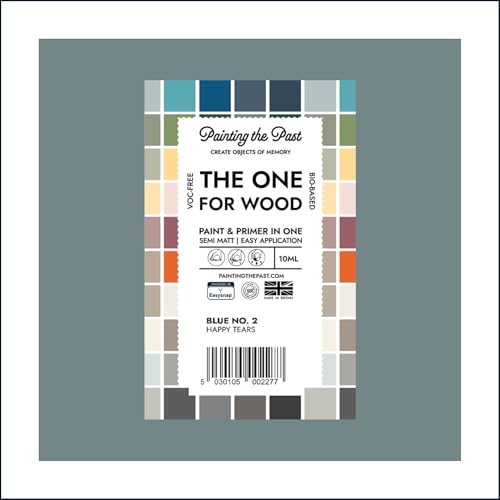 The One for Wood Paint & Primer 10ml (Sample) Blue No. 2 Happy Tears | Semi Matt Finish, Bio-Based & VOC-Free Formula for Wooden Furniture & Surfaces | Durable & Easy Indoor Home Decorating