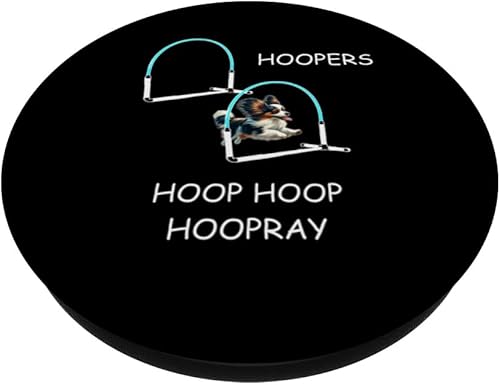 Miniatura 2 de Dog Agility Dog Hoopers Papillon - Hoop Hoop Hoopray PopSockets Standard PopGrip