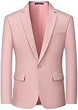 MAGE MALE Men's One Button Suit Jacket Elegant Solid Color Blazers Slim Fit Lightweight Sport Coats Blazer Pink