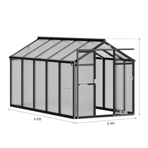 image for GarveeLife 6x10 FT Greenhouse for Outdoors, Polycarbonate Greenhouse w