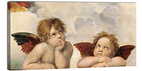 canvashop Quadri Moderni Raffaello Angeli 140x70 cm stampa su tela canvas arte Sacra Putti Cherubini