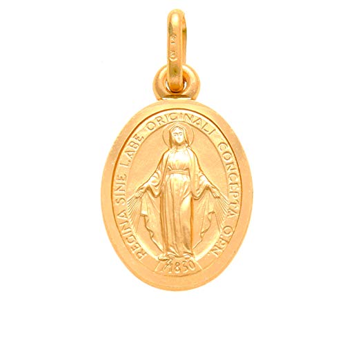 Pendentif médaille miraculeuse en or 9 carats Cadeau de baptême/communion 12 mm