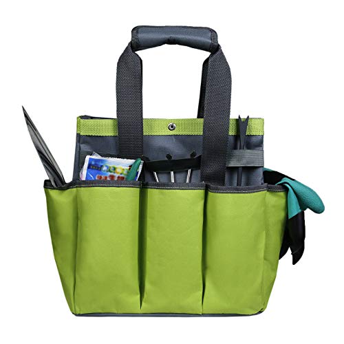 Garden Tool Bag, Heavy Duty Canvas Tool Storage Home Organizer Gardening Tool Kit Holder,Accessories Set Kit (Grass Green)