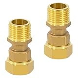 Manicotto in Ottone 1/2' Maschio x 1/2' Filetto Femmina Raccordo Filettato Raccordi in Ottone, Doppio Nipplo con Nastro per Idraulici, Collegamento Tubo (2 Pezzi)