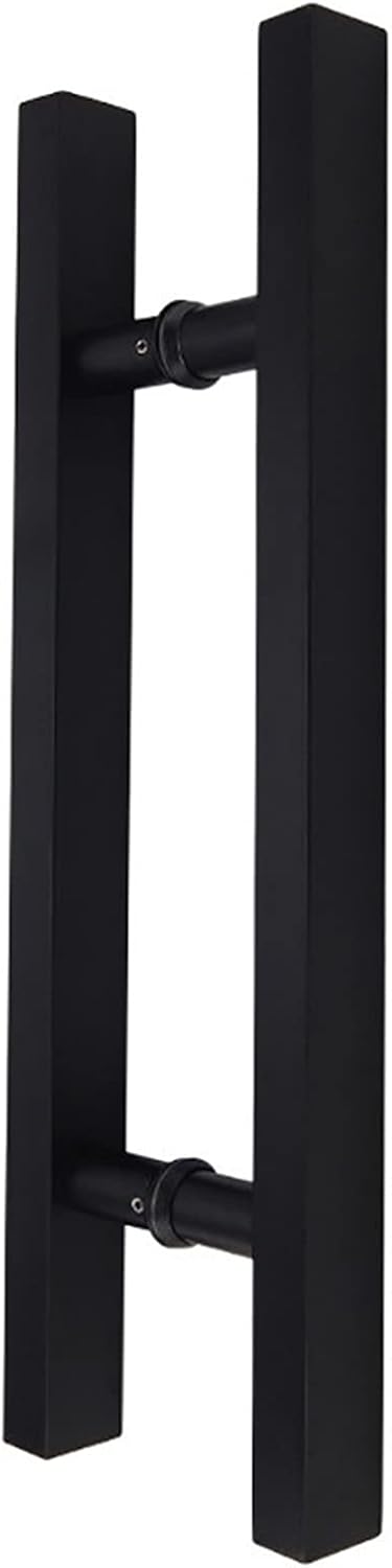 Gate Hardware Door Hardware Set,Durable Stainless Steel Black Square Tube Door Handle for Glass Door,Wooden Door,Push-Pull Door,Sliding Door,Barn Door,7 Sizes,500×300mm