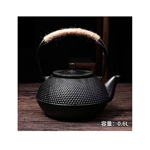 Gaoczwl 鉄瓶 鉄分補給ih対応 直火可 やかん 鉄びん 鉄器 鋳物茶こし付き おしゃれ ティーポット (600ml)