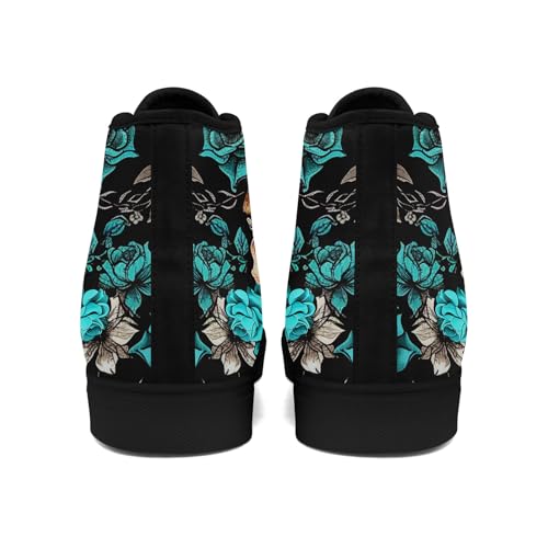 coolcustomize Fashion Skull High-Top Canvas Shoes for Men Women - Unique Vibrant Classic High Tops Comfortable Cool Casual Sneaker White-Green by coolcustomize - Used condition - Image 5
