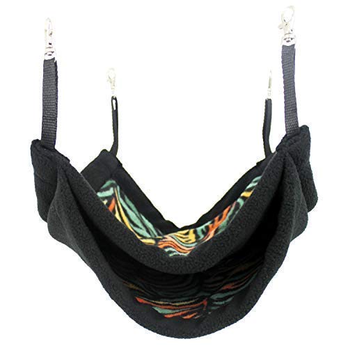 Double Hammock (Rainbow) - Hanging Fleece Cage Accessory Toy for Sugar Gliders, Marmosets, Rats, Hamsters, Flying Squirrels, Ferrets, Birds, Chinchillas, Parrots - Hammock, Tower, Bed, Nest Pouch