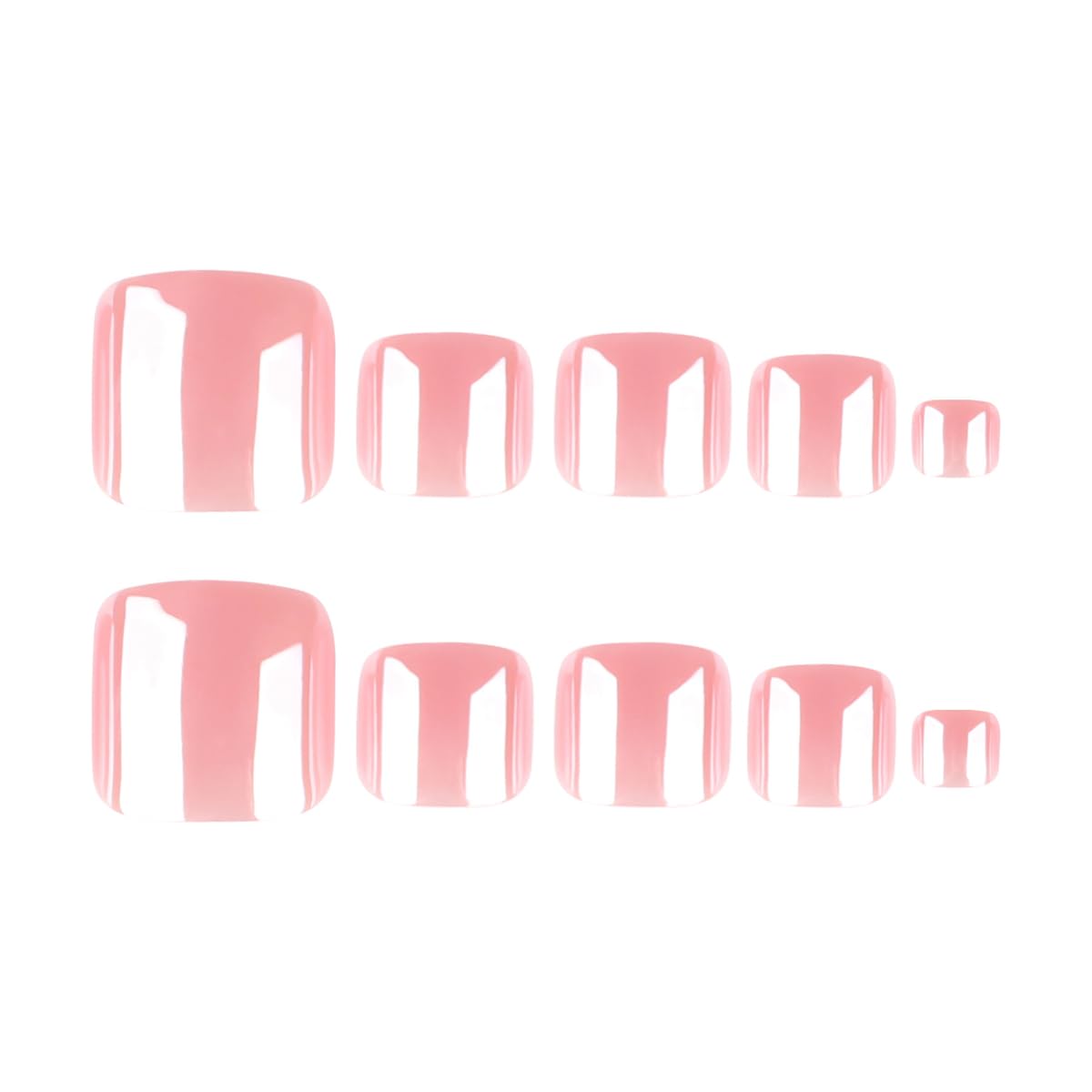 Pink Chrome Press on Toenails Short Square Fake Toenails Glossy Full Cover Glue on Toe Nails for Women 24Pcs